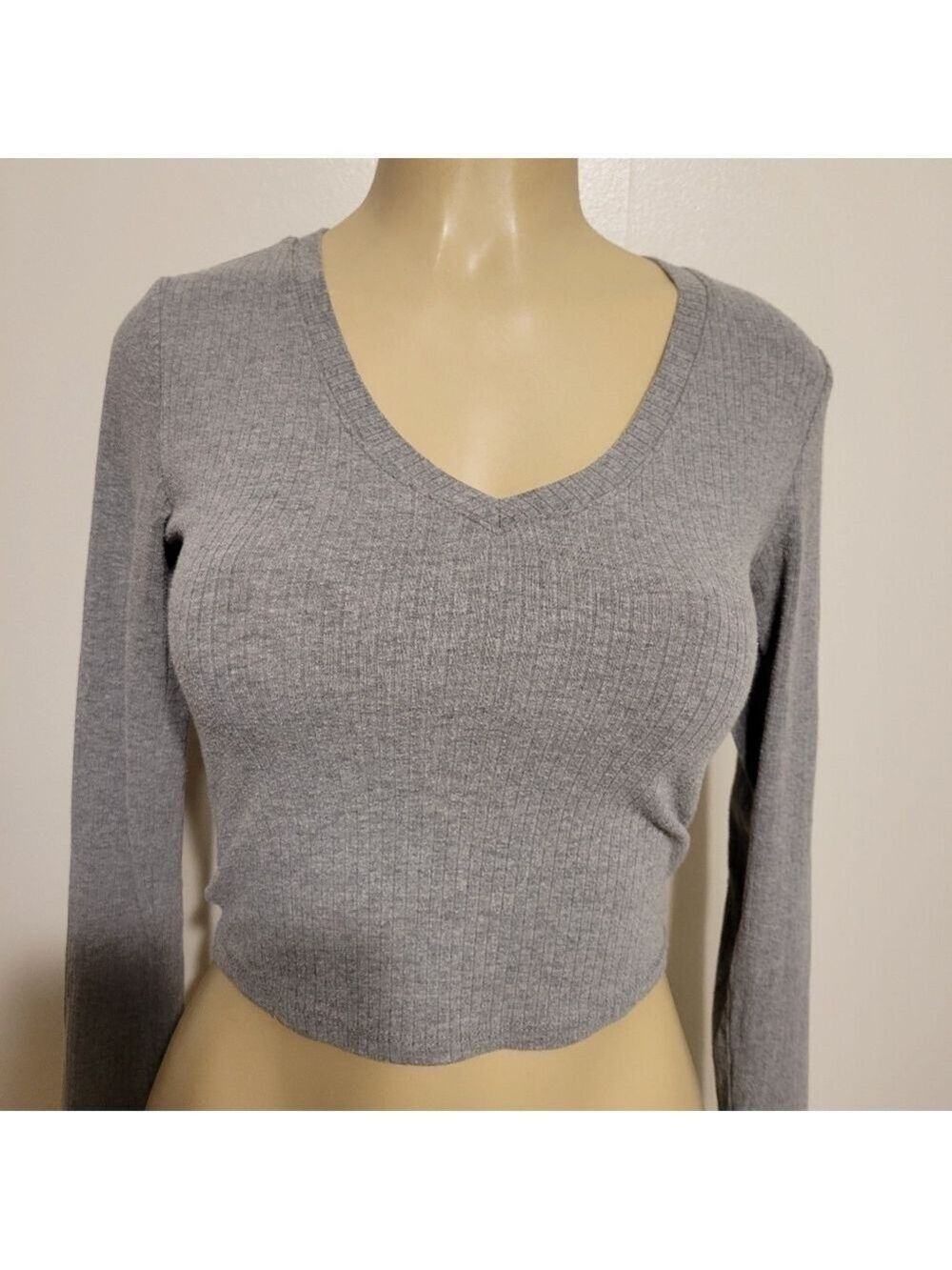 Bozzolo Long Sleeve Shirt Grey Size XSmall Sweater CROPTOP Fall Winter